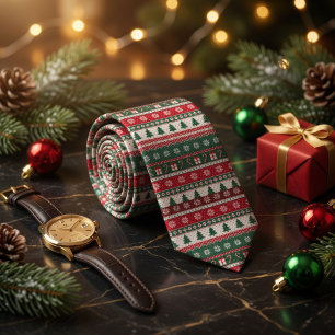 Cravate Tricot de Noël laid Isle Fair