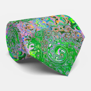 Cravate Trippy Lime Vert et rose Abstrait Retro Swirl