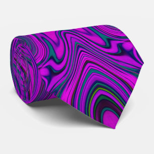 Cravate Trippy Retro Magenta et Black Abstrait Motif