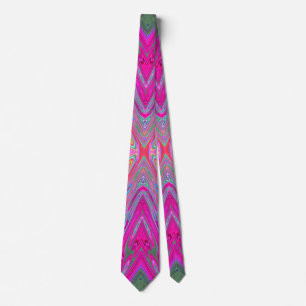 Cravate Trippy rose, Aqua et Magenta papillon Abstrait