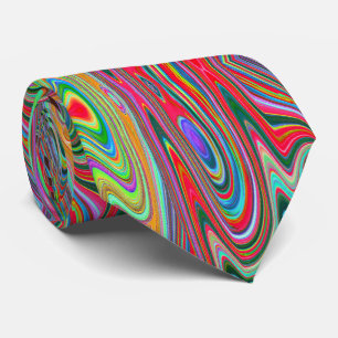 Cravate Trippy Rouge, Vert et Bleu Art Super Abstrait