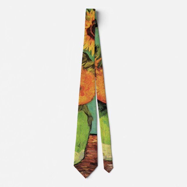 Cravate Trois tournesols dans un vase par Vincent van Gogh (Devant)