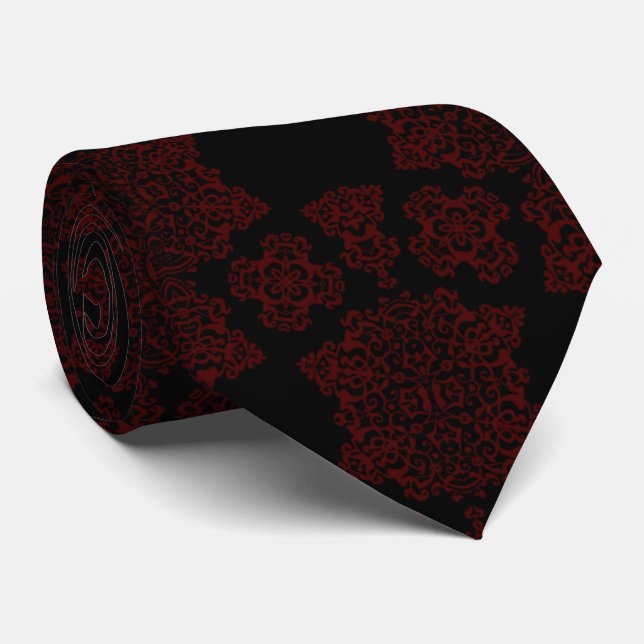 Cravate Tudor Rose Damask (rouge) (Roulé)