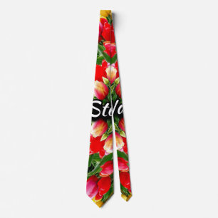 Cravate Tulipe motif de confession d'amour.