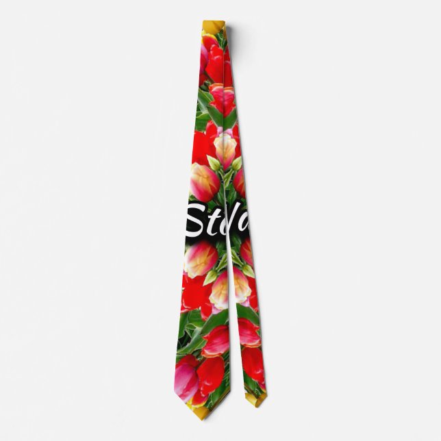 Cravate Tulipe motif de confession d'amour. (Devant)