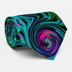 Cravate Twirl Abstrait noir et turquoise