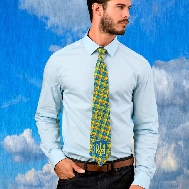 Cravate Ukraine Bleu, Jaune, Rouge Plaid Cravate, Rustique (Créateur téléchargé)