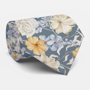 Cravate UN Mariage DE MOTIFS FLORAUX BLEU