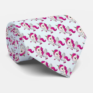 Cravate Unicorne rose mignonne avec Motif d'ailes