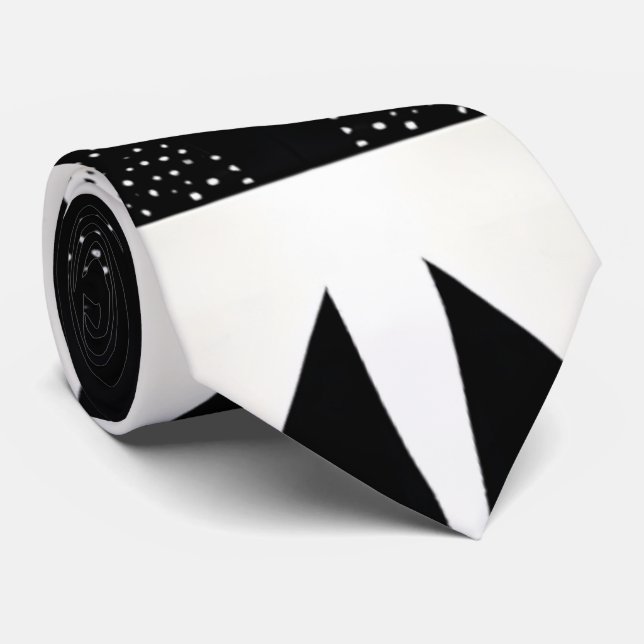 Cravate Unique Pointe Noir et Blanc Moderne (Roulé)