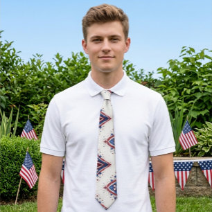 Cravate USA Liberté Géométrique Art Rouge Blanc Bleu Patri