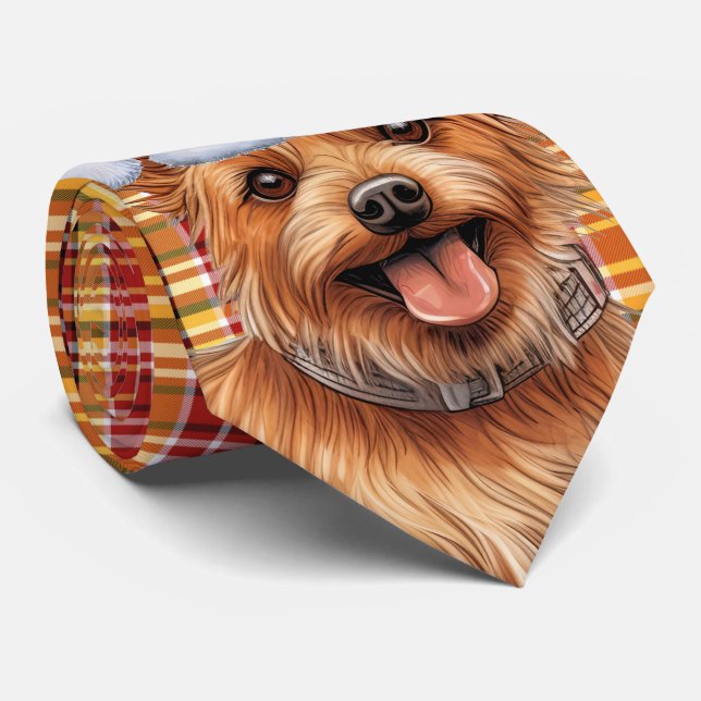 Cravate Vacances Australie Terrier Chien Plaid Noël (Roulé)