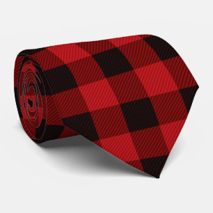 Cravate vacances d'hiver rustique plaid de buffle noir rou