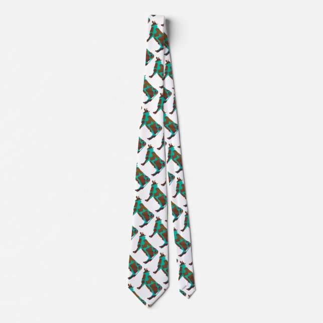 Cravate Vache Silhouette Brown et Turquoise (Devant)