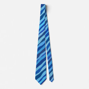 Cravate Vagues de bleu cyan marine cobalt bleu ciel