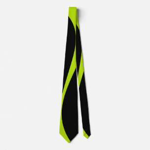 Cravate Vagues simples 2 en vert citron et noir