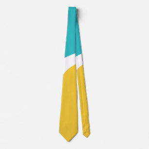 Cravate Vagues simples 3 - Turquoise et Jaune
