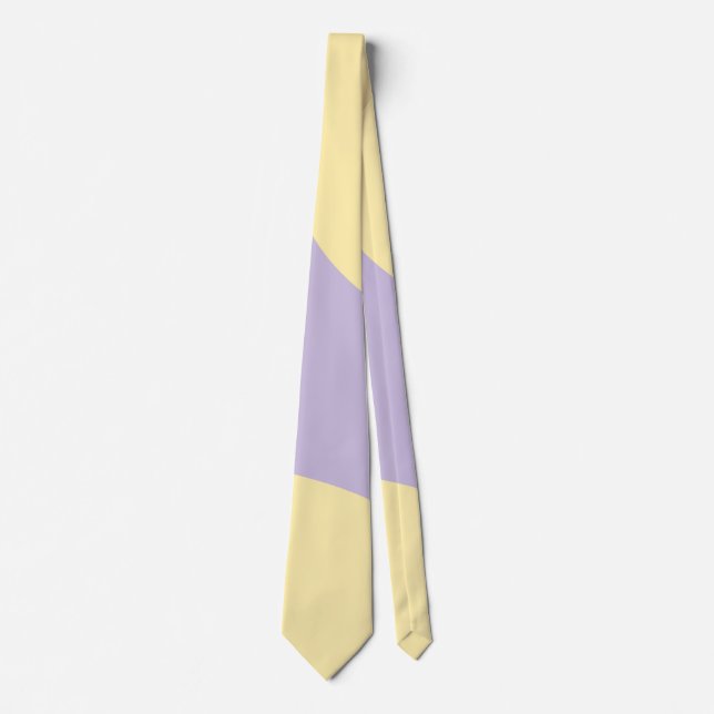 Cravate Vagues simples en jaune pastel et violet (Devant)