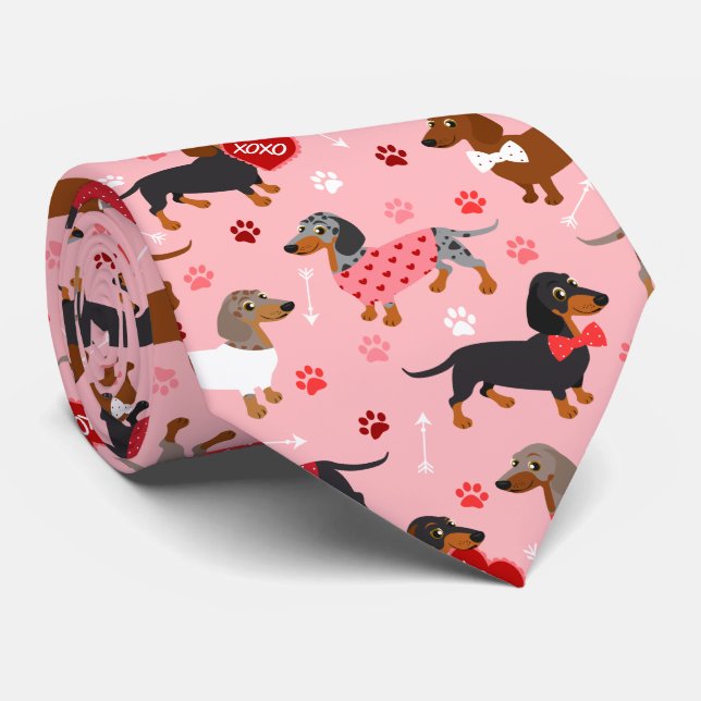 Cravate Valentine Dachshund (Roulé)