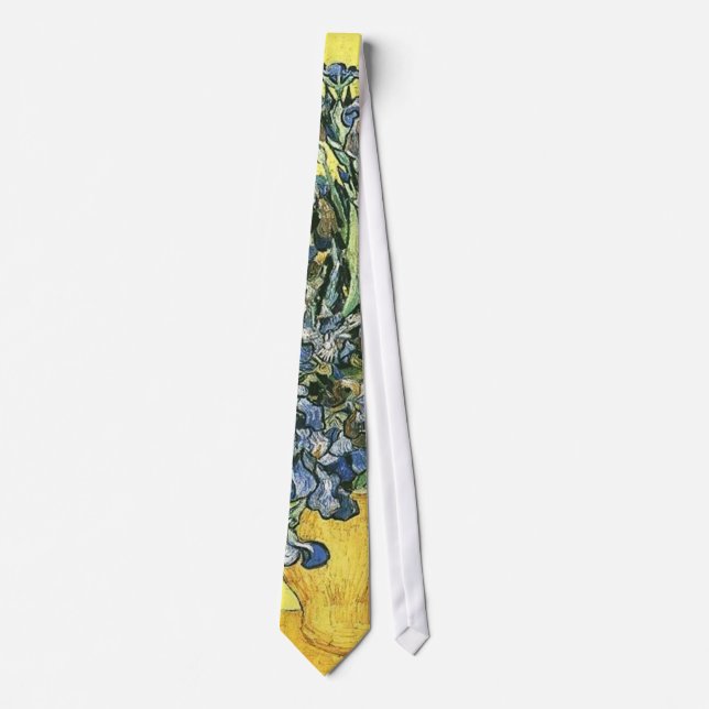 Cravate Vase avec iris fond jaune (Devant)