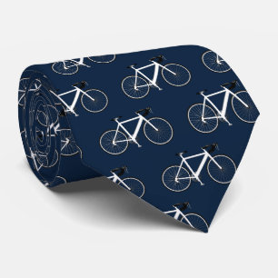 Cravate Vélo Blanc Sur Bleu Marine
