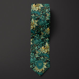 Cravate Verdigris et Gold Botanical