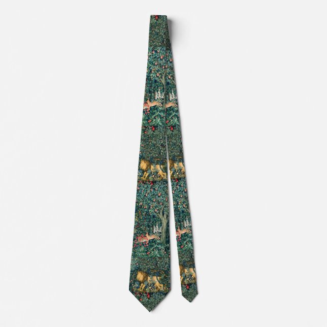 Cravate VERDURE, ANIMAUX FORESTIERS Lion et Hares Floral (Devant)