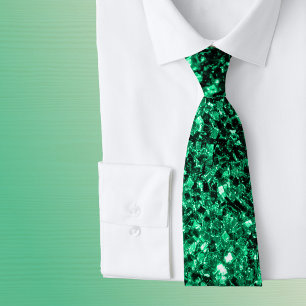 Cravate Vert émeraude paillettes scintillantes