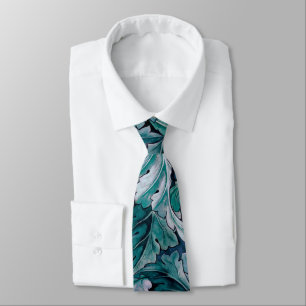 Cravate Vert et Turquoise Feuilles Morris