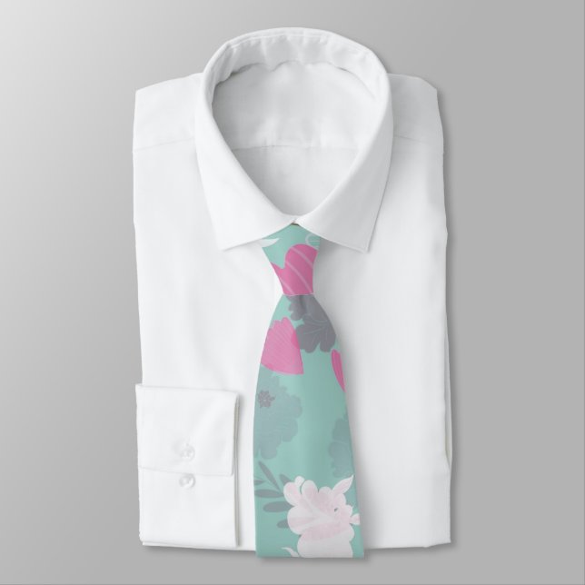 Cravate vert fleurs (Attaché)