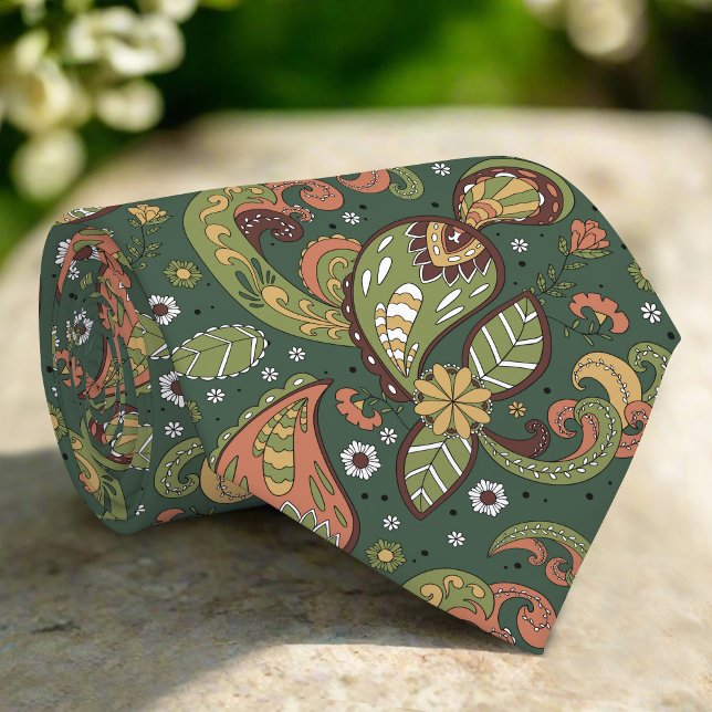 Cravate Vert Floral Danmasque Abstrait Fleur Art (Créateur téléchargé)