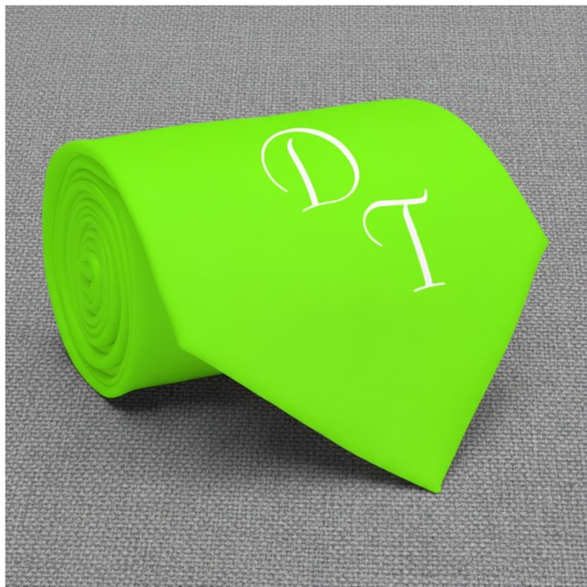Cravate Vert fluorescent - vos monogrammes (Créateur téléchargé)