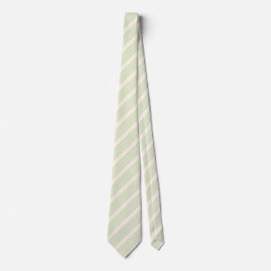 Cravate Vert pâle et beige cinq rayures motif