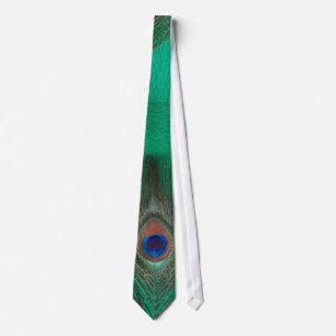 Cravate verte de plume de paon