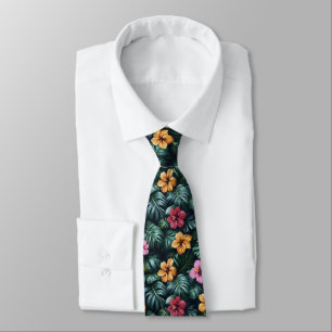 Cravate Vibrant Motif de Foliage Tropical