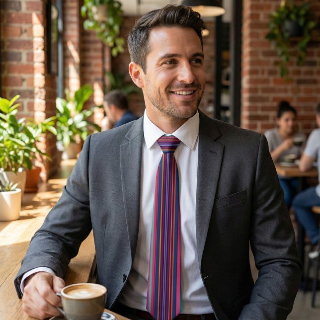 Cravate Vibrant Multicolor Striped Neck Tie (Créateur téléchargé)