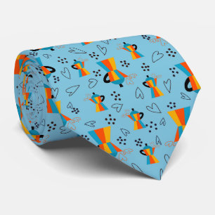 Cravate Vibrant Oranges Blues Amateurs de café