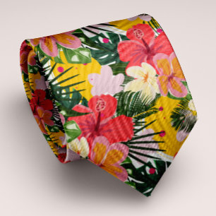 Cravate Vibrant Personnalisable Tropical Floral