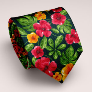 Cravate Vibrant Personnalisable Tropical Floral