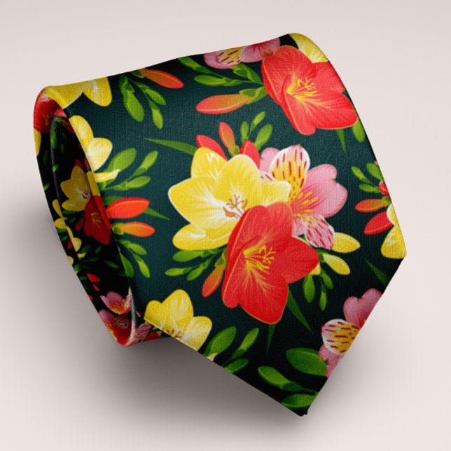 Cravate Vibrant Personnalisable Tropical Floral (Créateur téléchargé)
