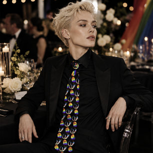 Cravate Vibrant Rainbow Minimaliste Tulipe LGBTQ+
