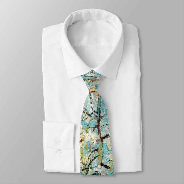 Cravate Vincent van Gogh - Poche rose en fleurs (Attaché)