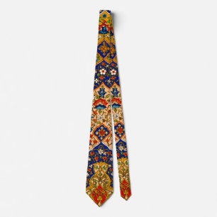 Cravate Vintage coloré Art floral persan