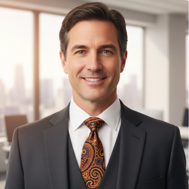 Cravate Vintage Copper Paisley (Créateur téléchargé)