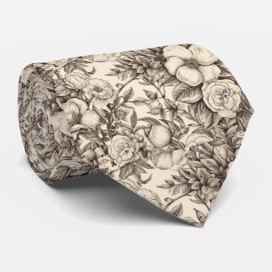 Cravate Vintage Floral Sepia Motif (2)