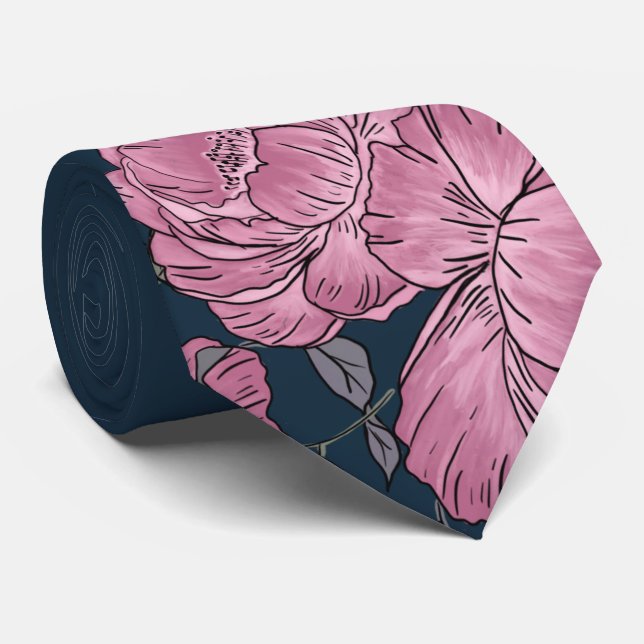 Cravate vintage Peonies (Roulé)