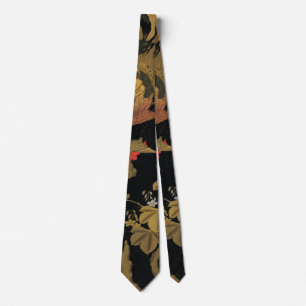 Cravate Vintage Phoenix Gold Black Bird japonais