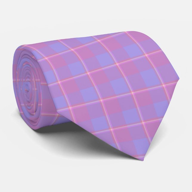Cravate Viola and Dull Lavender Plaid Pink Neck Tie (Roulé)