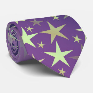 Cravate violet+argenté, brillant, lumineux, étoile, couleu