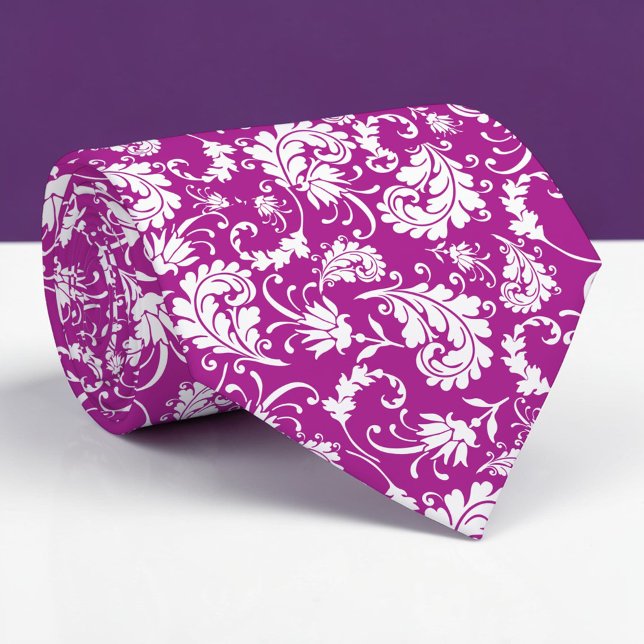 Cravate Violet Floral Pattern Custom Necktie (Créateur téléchargé)